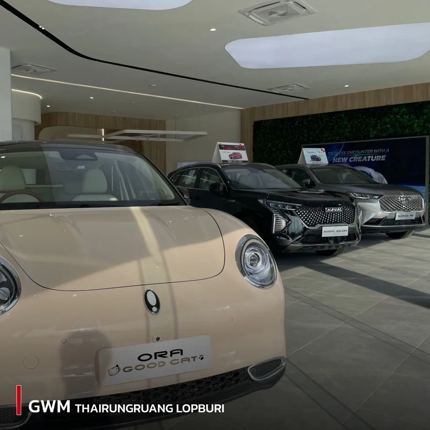 GWM Lopburi showroom — ORA Good Cat & HAVAL line-up